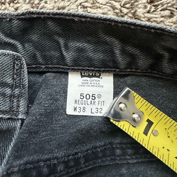 Levi’s 505 Vintage Jeans Made In USA Mens 38x32 Black Regular Fit - Picture 4 of 12